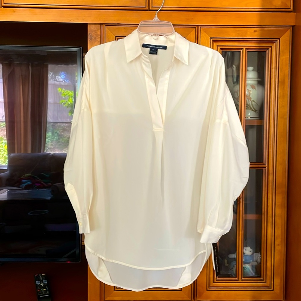 Rhodes Crepe Popover Shirt classic cream